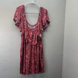 Woman Within Off The Shoulder Blouse Top Peasant Boho SZ 3XL Bandana Print Red